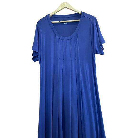 Soft Surroundings Royal Blue Jersey Short Sleeve Pleated Scoop Neck Dress 1X - Picture 4 of 8